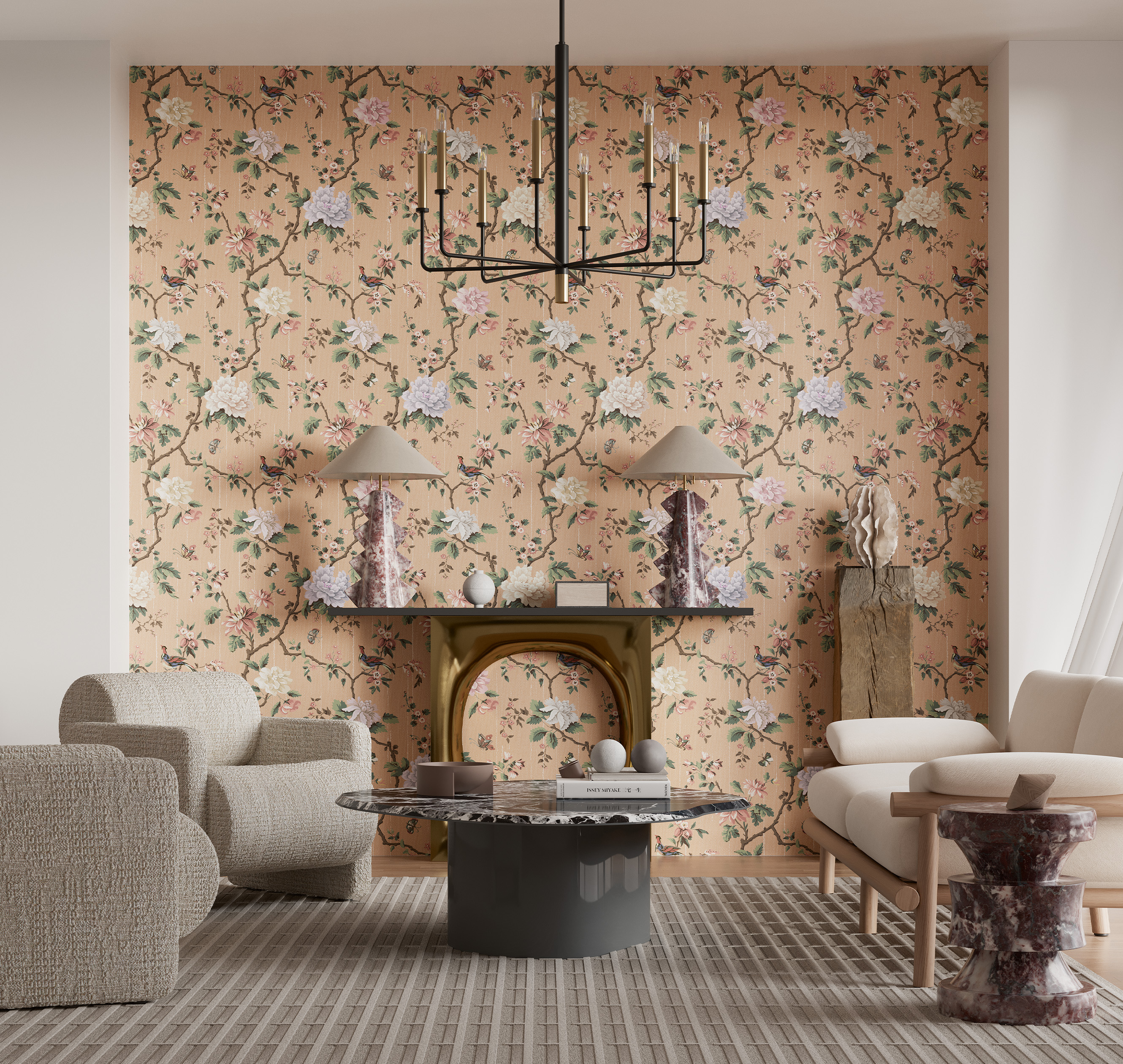 Панно Loymina Шелковый путь Шинуазри: Императорский сад SLK1 012 3×3 фото в интерьере